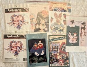 Vintage Applique Patterns Lot Of 7 No Sew Iron On And Machine Applique NOS 1990s